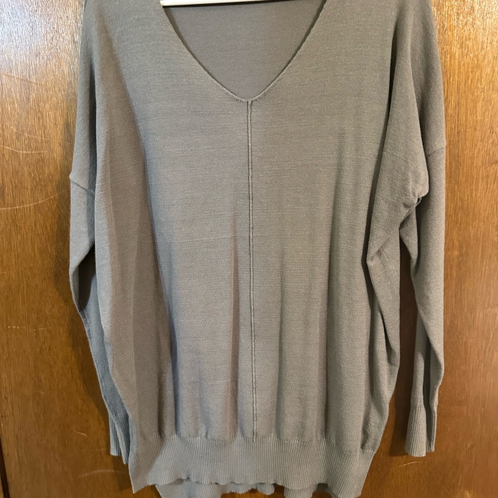 Pink Lily Gray V-Neck Sweater